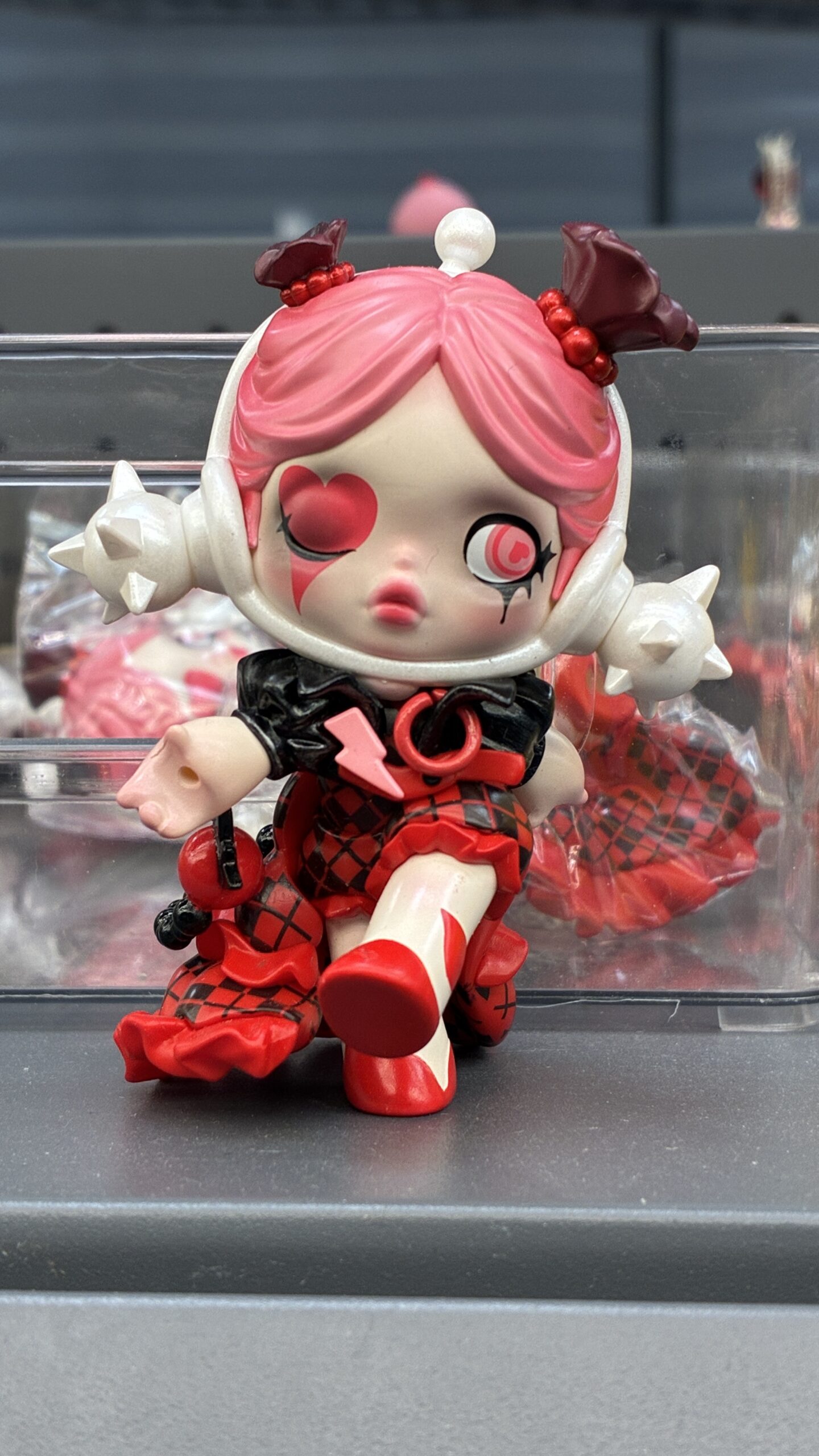 Skullpanda Red & Black Checkerboard Style Figurine (1PC)