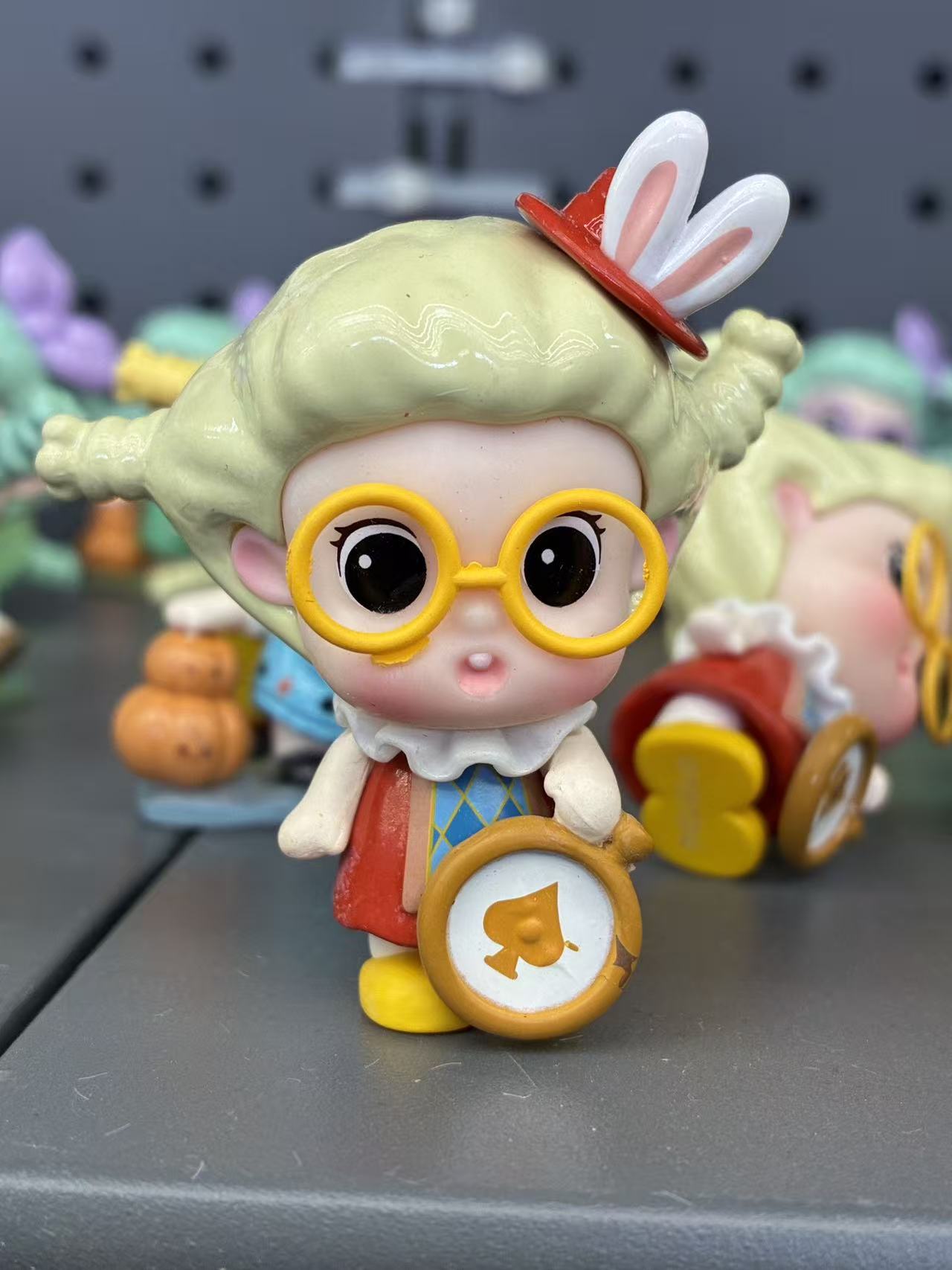 Rabbit Ear Clock Girl Figurine (1PC)