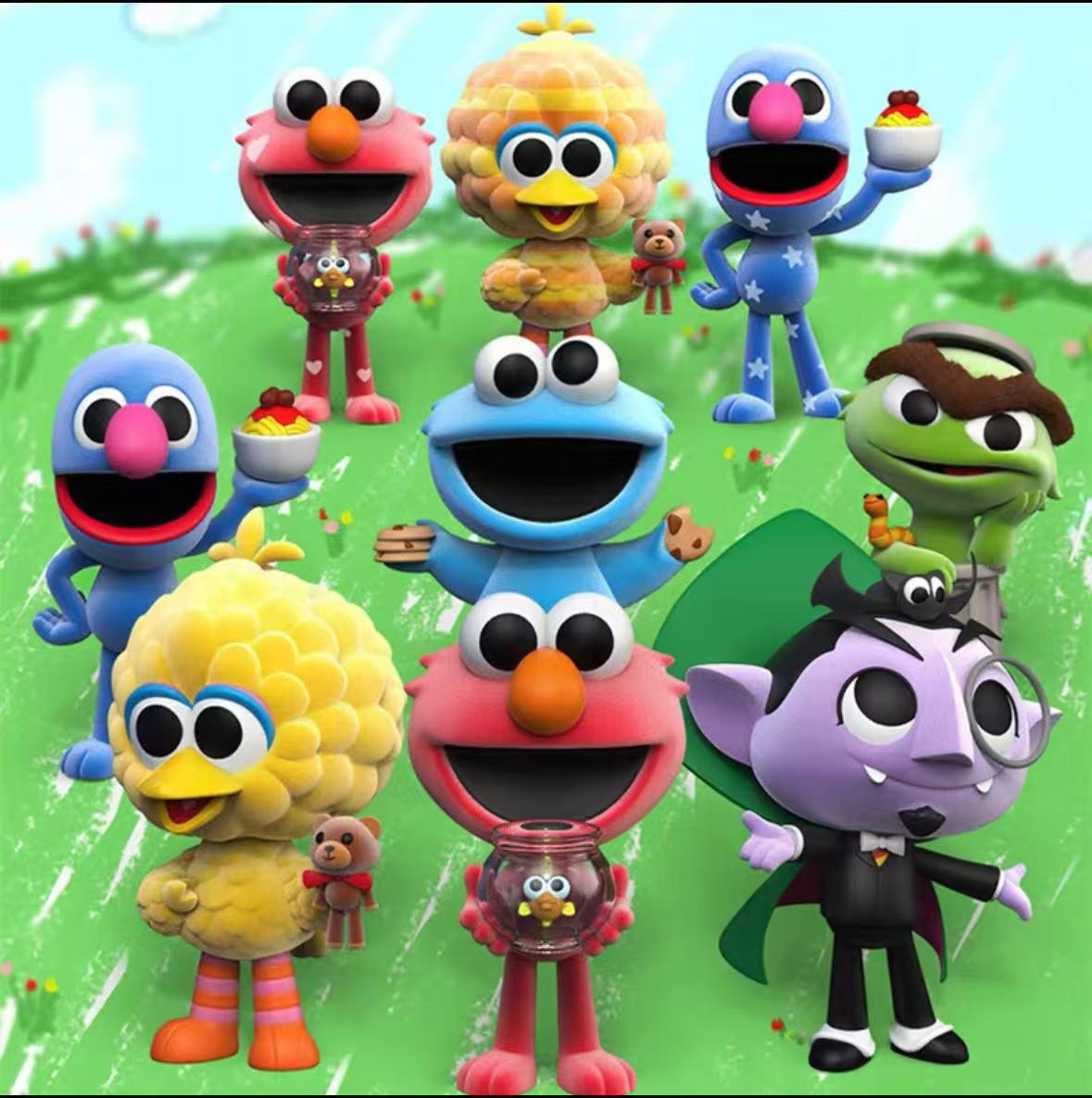 Sesame Street “Furr Fwenz” Collection – Full Set Blind Box (Factory Sealed Display Box)(12pcs）