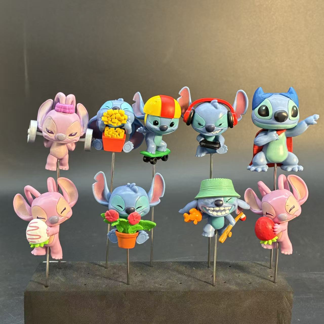 8PCS Disney Stitch Mini Figurine Plant Stakes – Kawaii Lilo & Stitch Ornaments for Indoor Plants