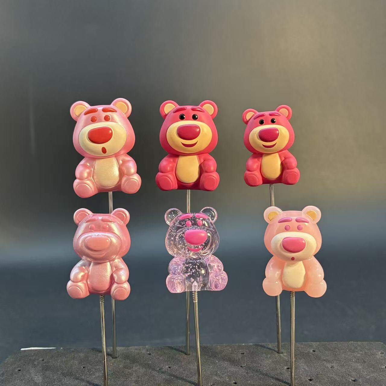 6PCS Lotso Bear Mini Figurine Picks – Cute Cartoon Bear Decor for Succulent, Bonsai & Cake