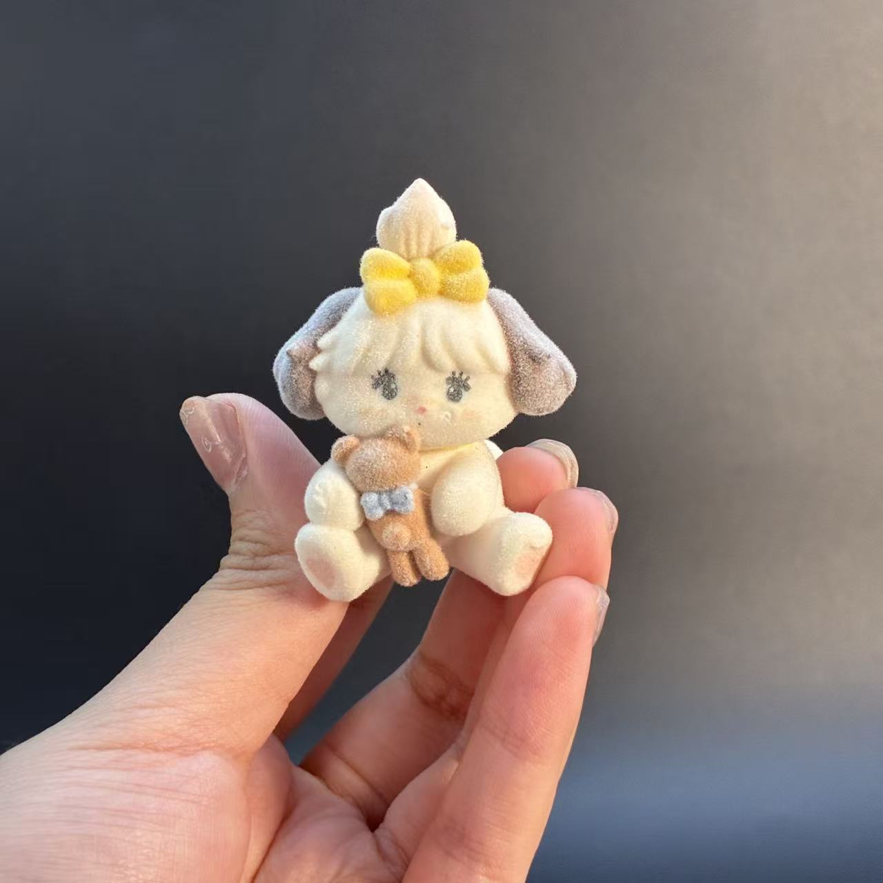 Cute Flocked Animal Mini Figurine Picks – Kawaii Dog Ornaments for Succulent & Bonsai