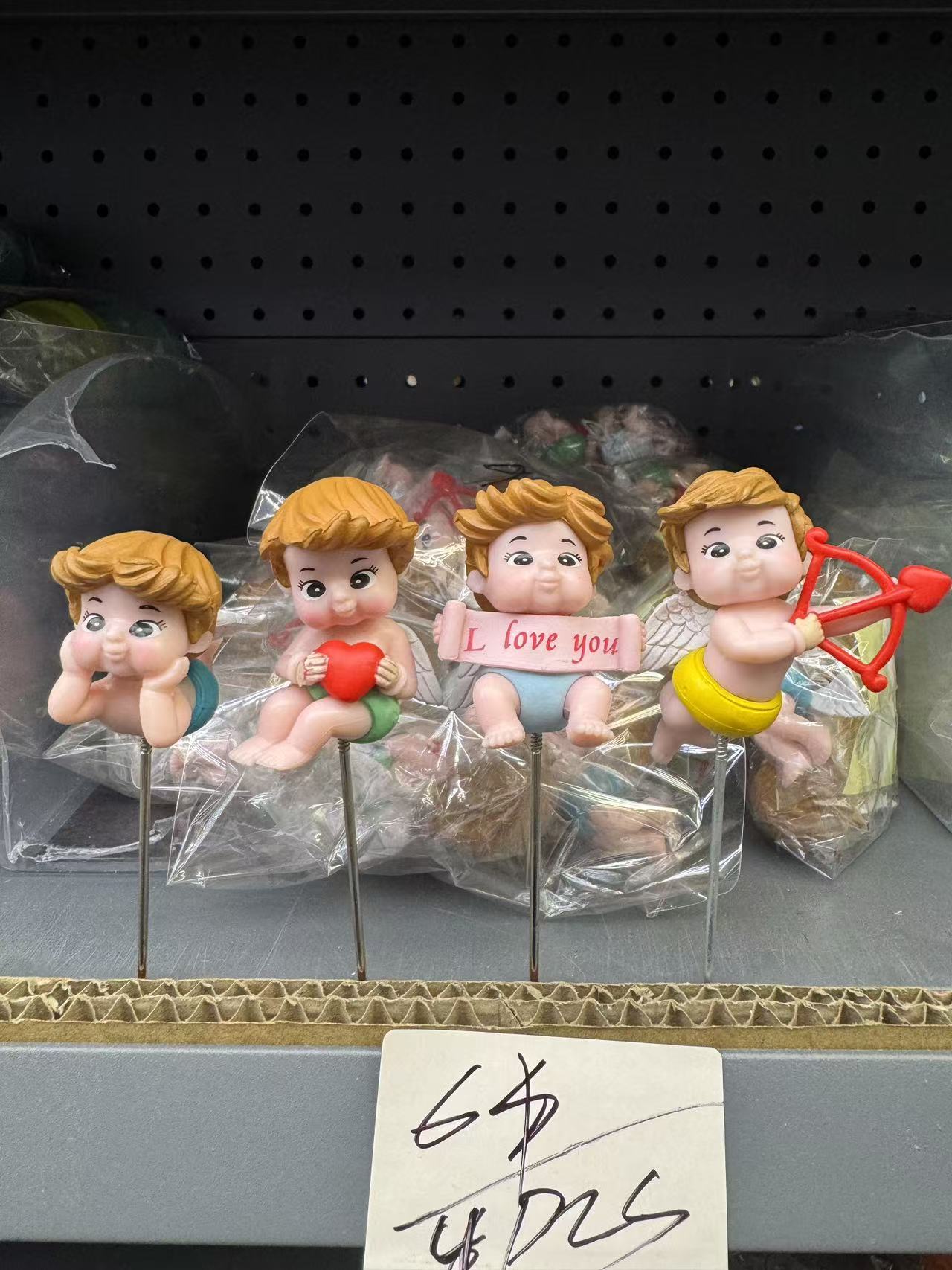 4PCS Cute Cupid Angel Plant Topper Set – Romantic Love Themed Mini Figurines for Succulent Pot Decor