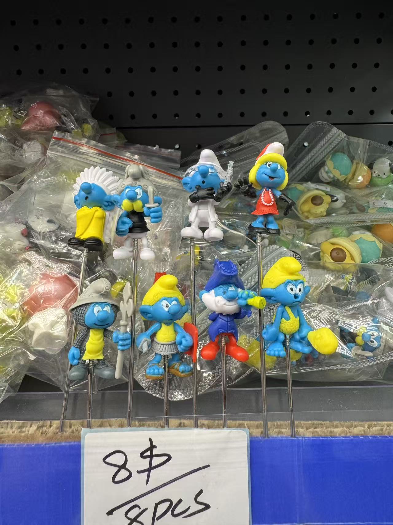 8PCS The Smurfs Plant Topper Set – Cute Classic Smurfs Mini Figurines for Succulent Pot Decor