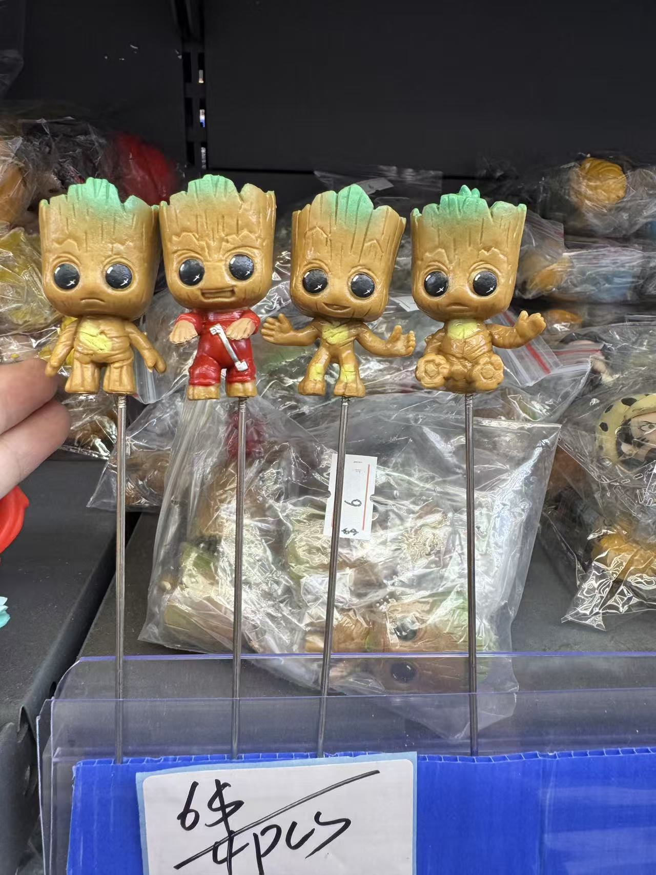 Set of 4 Baby Groot Garden Picks – Miniature Plant Stakes for DIY Floral Decor & Succulents