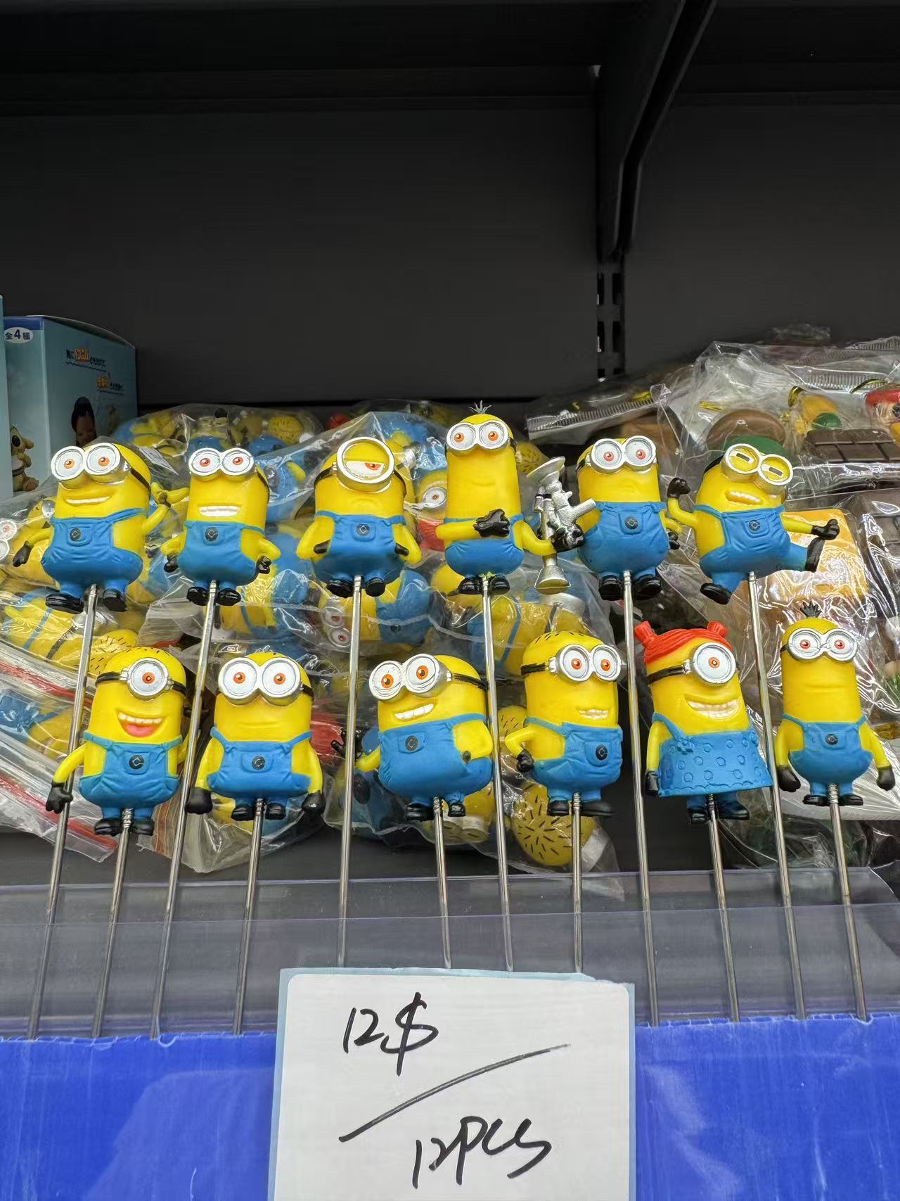 12pcs Minions Character Garden Stakes – Cute Miniature Plant Picks for Succulent Pots, Floral Decor & DIY Craft Projects