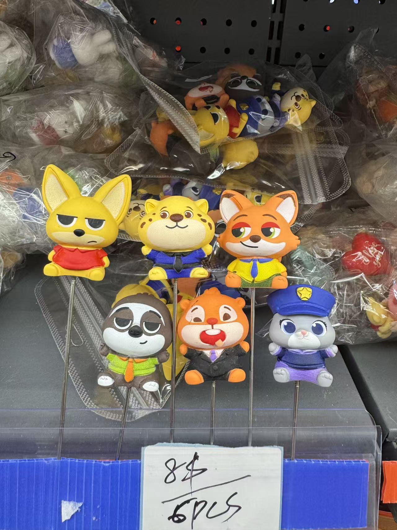 6PCS Zootopia Mini Figure Plant Topper Set – Cute Judy, Nick & Friends Figurines for Succulent Pot Decor