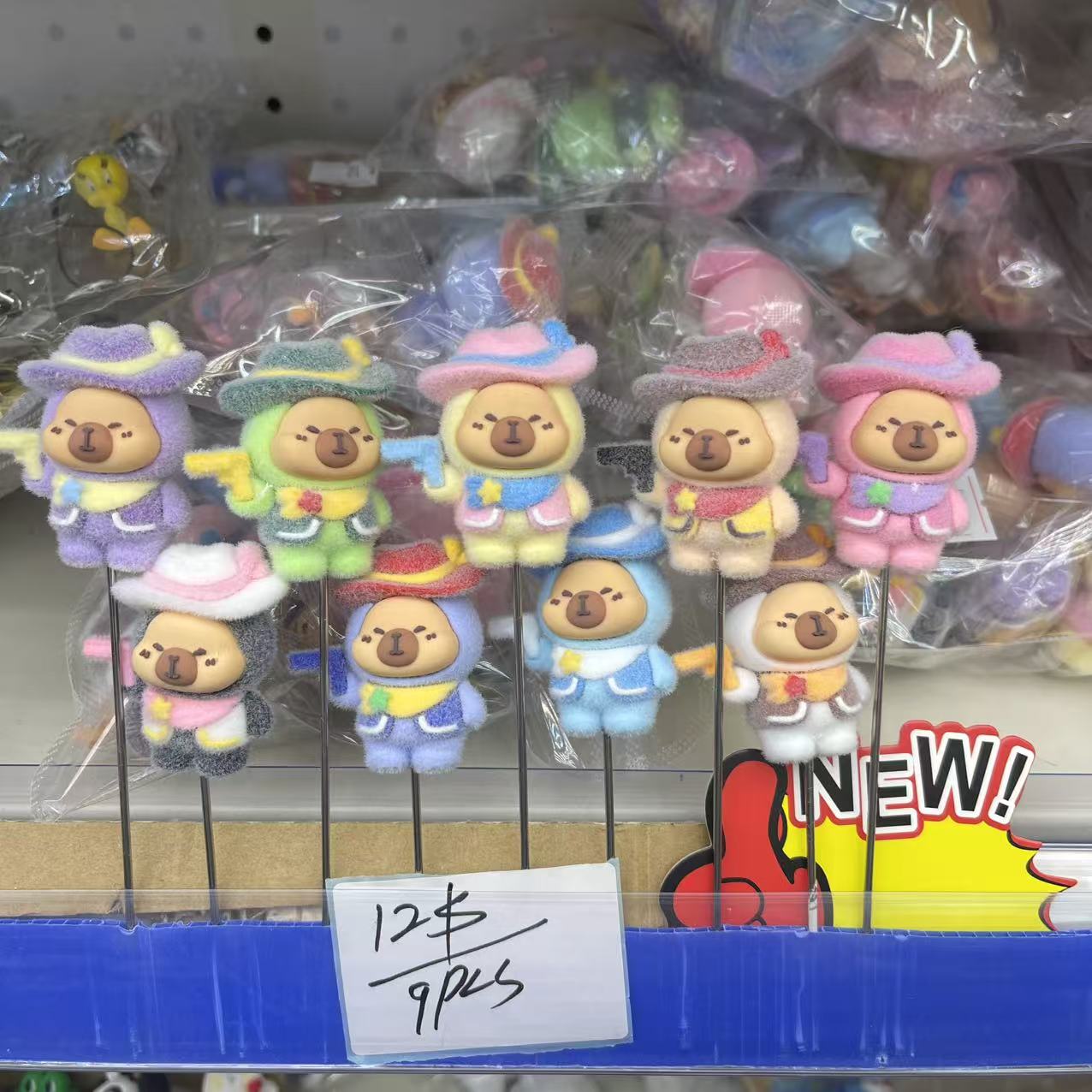 Western Cowboy Capybara Flocked Mini Figurine Set (9pcs)