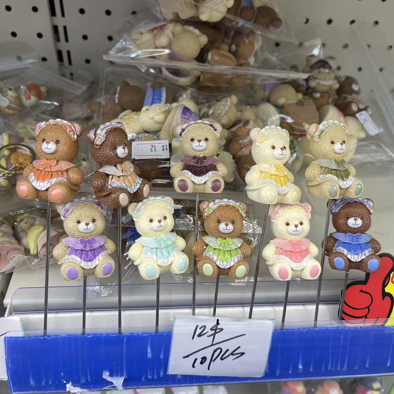 Vintage Pastel Bear Resin Figurine Set (10pcs)