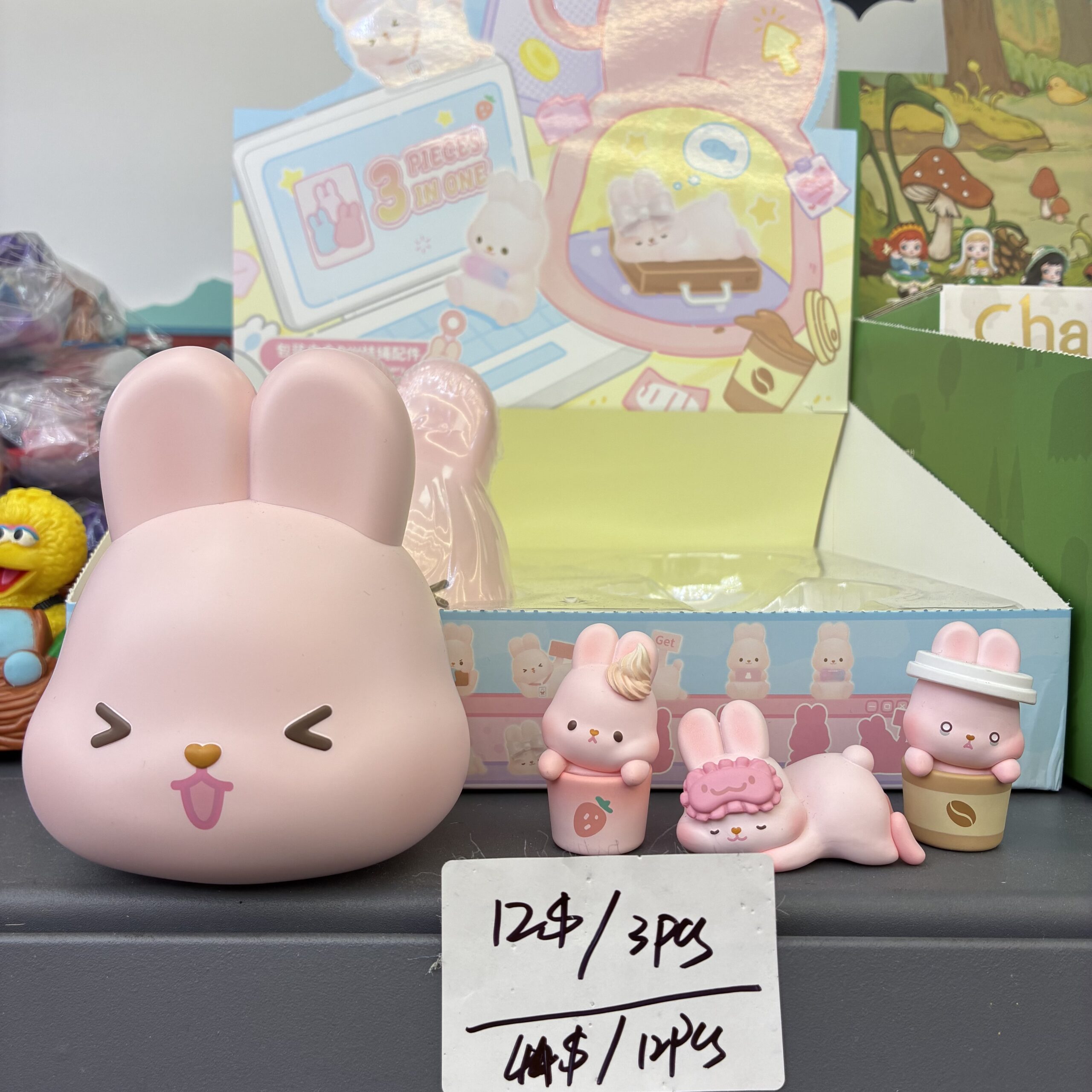 Kawaii Pink Rabbit Figurines Set | 12pcs Cute Collectible Desk Decor Gift