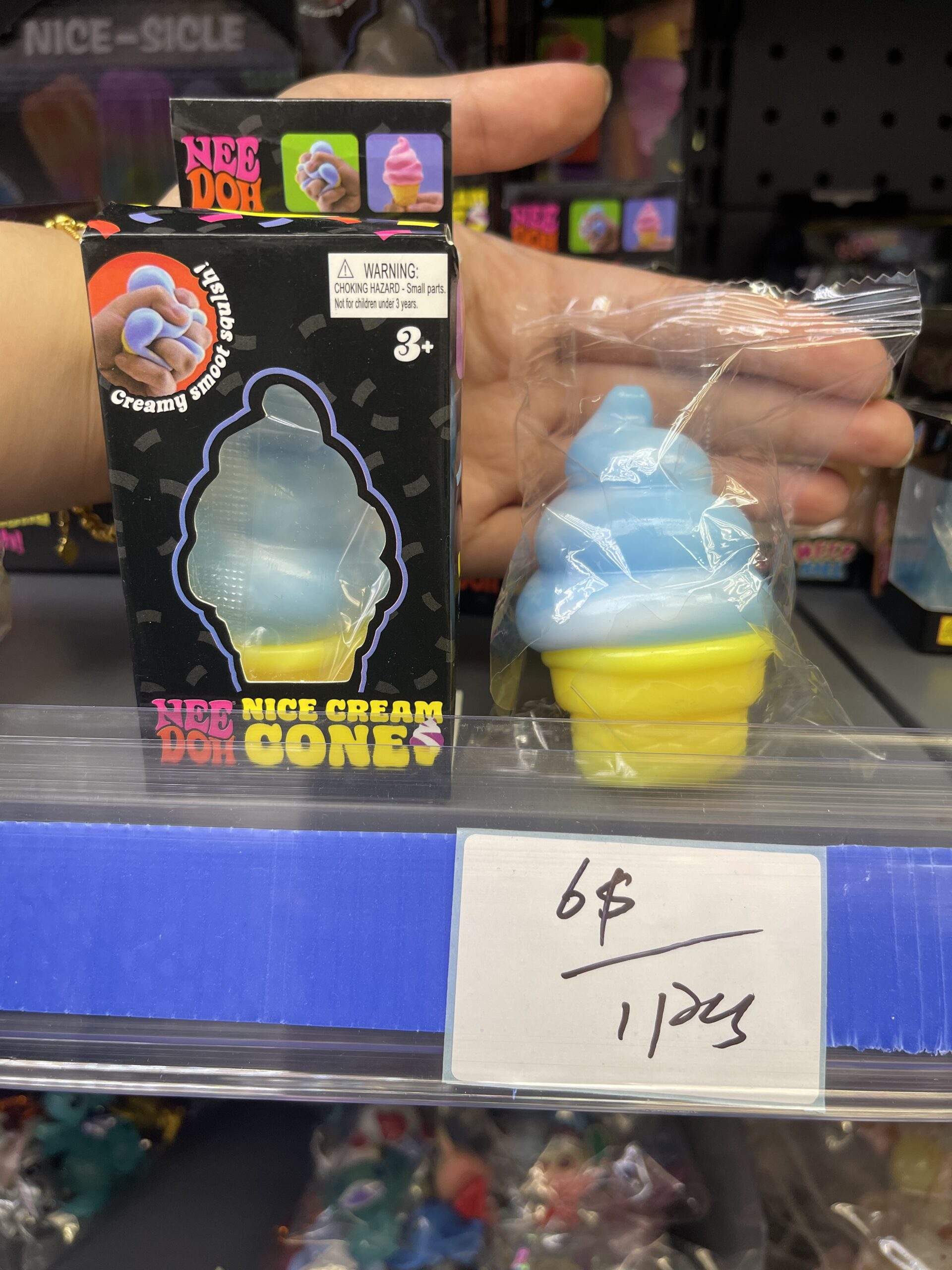 Nee Doh Nice Cream Cone Ice Cream Shaped Squishy Toy, Creamy Smooth Stress Relief Fidget Toy