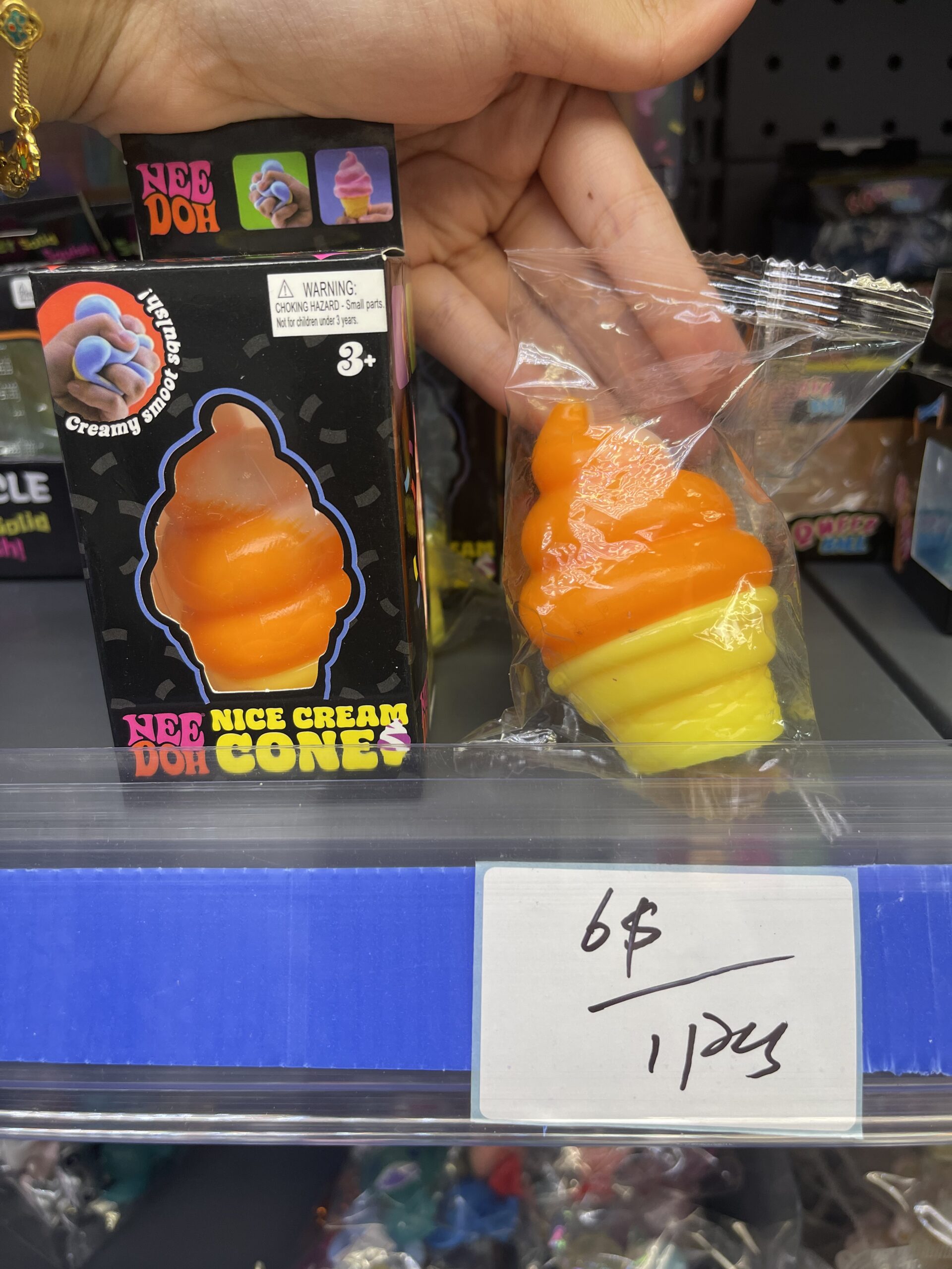 Nee Doh Nice Cream Cone Ice Cream Shaped Squishy Toy, Creamy Smooth Stress Relief Fidget Toy