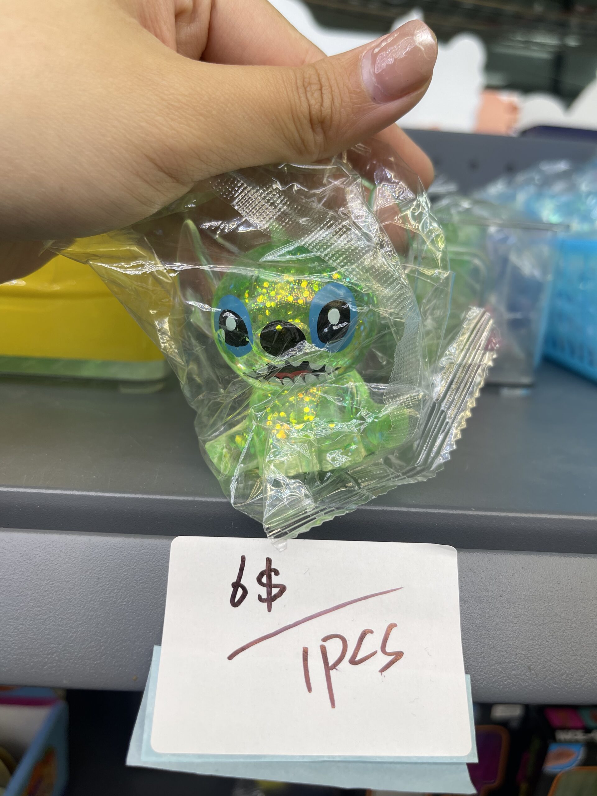 Green Glitter Stitch Squishy Toy, Transparent Soft Squeeze Stress Relief Fidget Toy