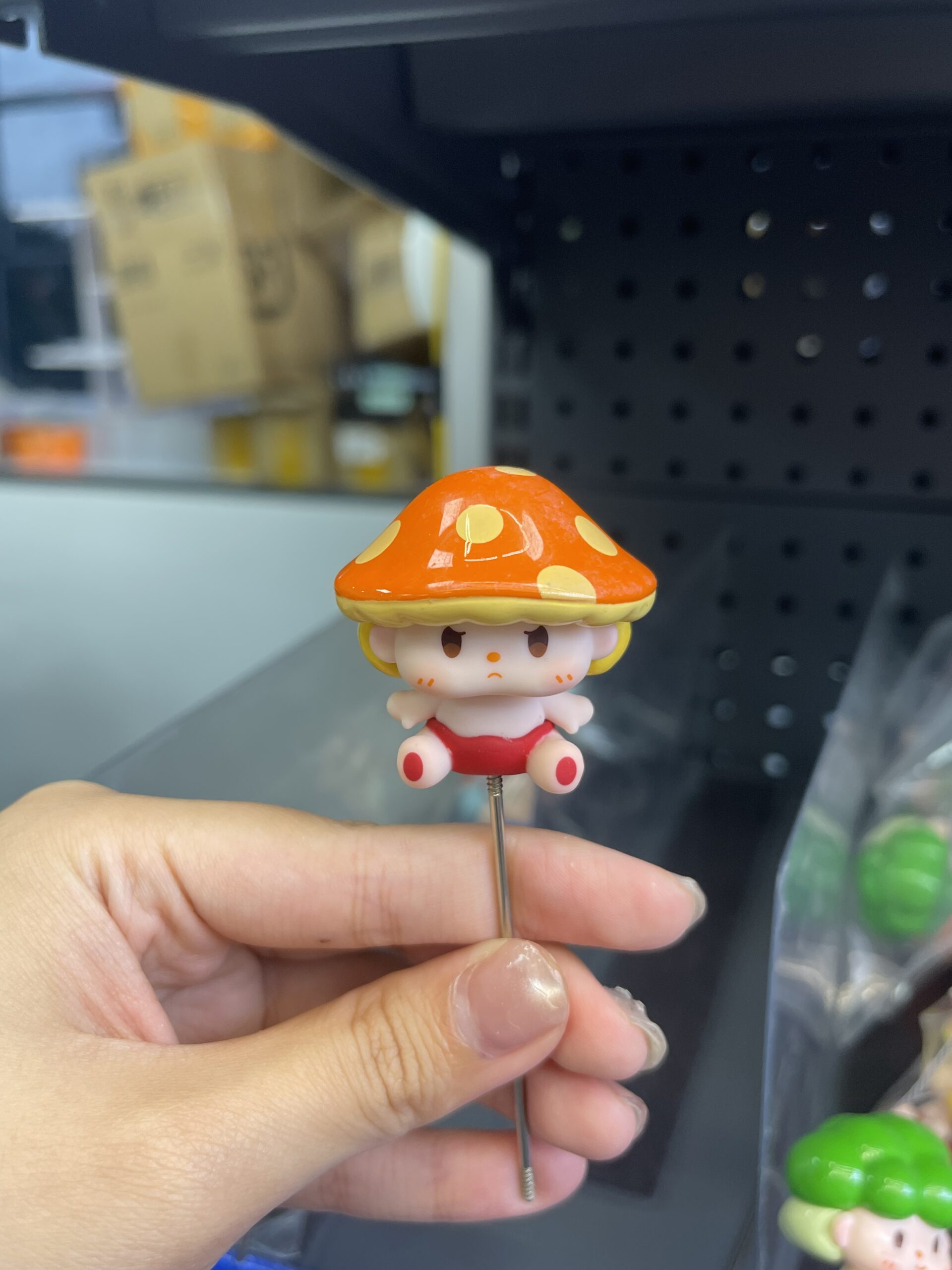 Cute Mushroom Baby Resin Figurine, Cartoon Character Plant Decor Pin