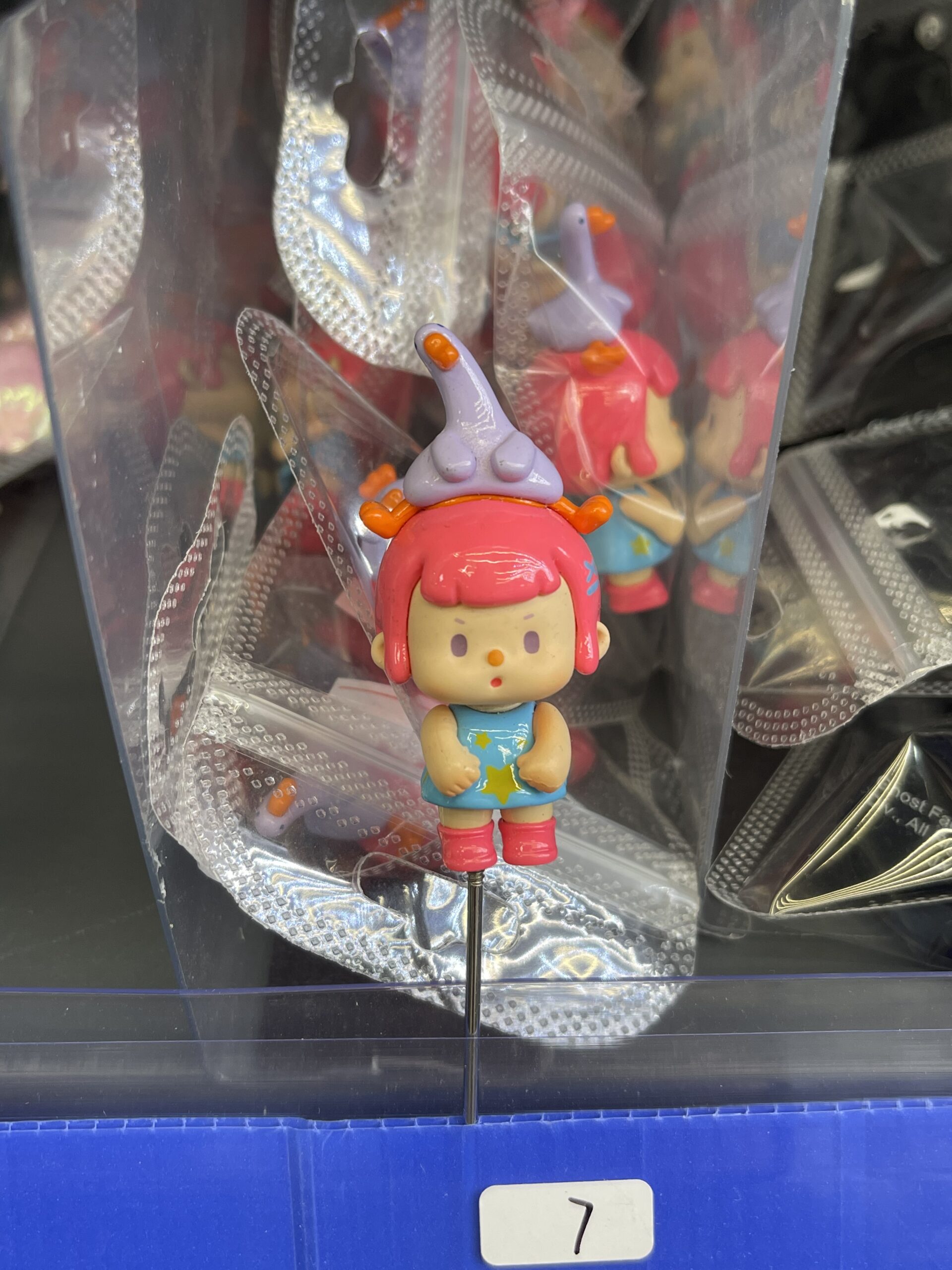 Pink Hair Girl with Duck Hat Resin Figurine, Cute Cartoon Plant Decor Pin