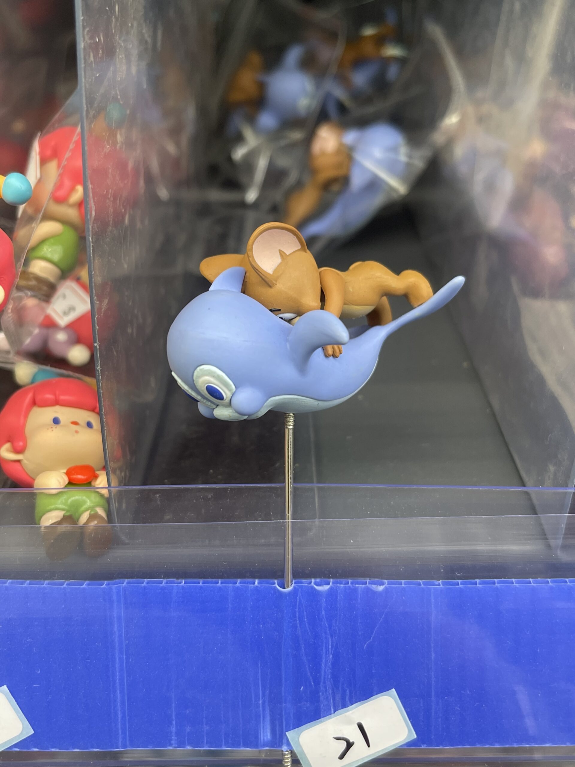 Tom and Jerry Jerry on Dolphin Resin Figurine, Cartoon Plant Decor Pin