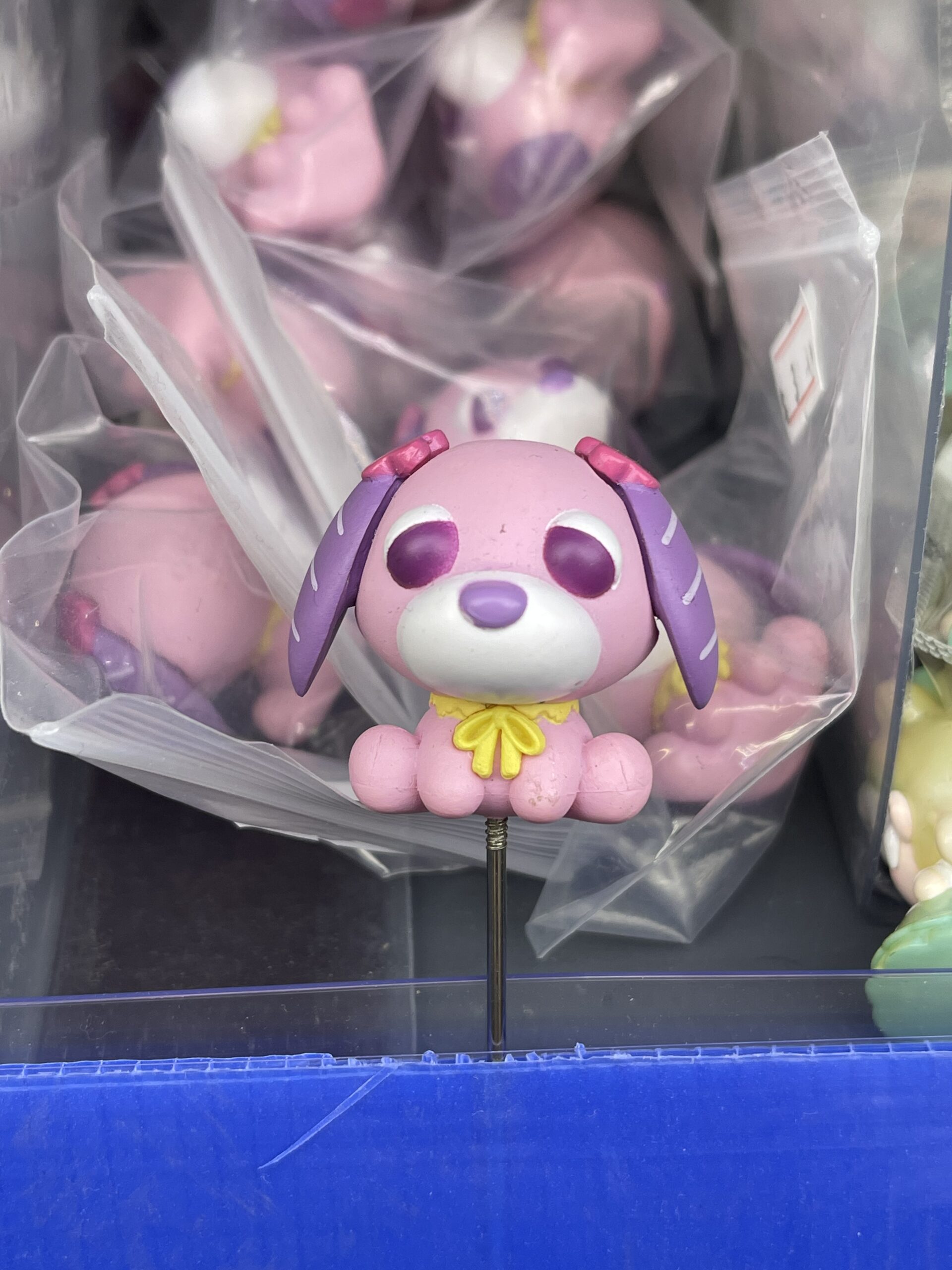 Pink Purple Bow Puppy Resin Figurine, Cute Dog Plant Decor Pin