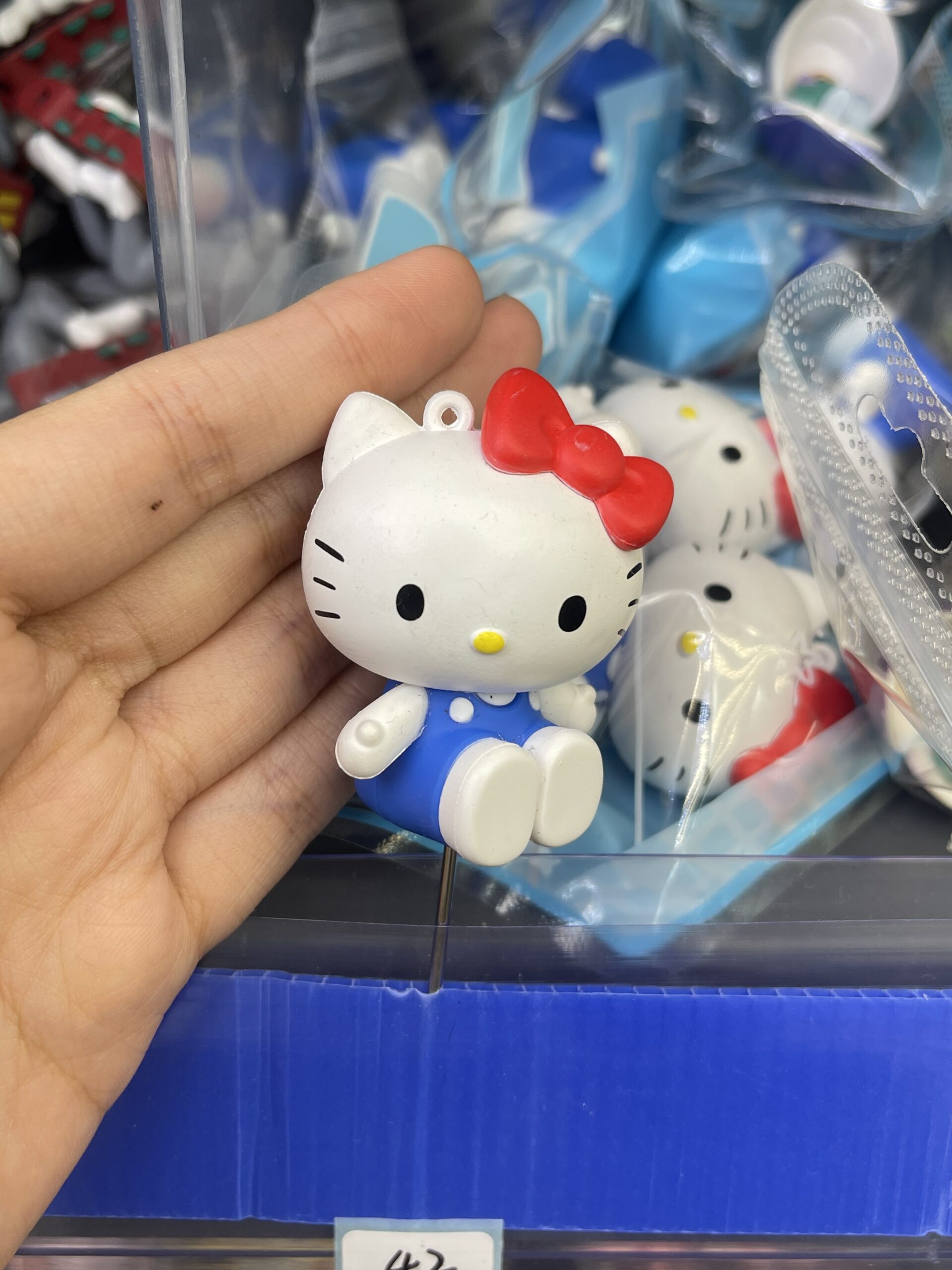 Hello Kitty Blue Overalls Resin Figurine, Classic Sanrio Character Decor Pin