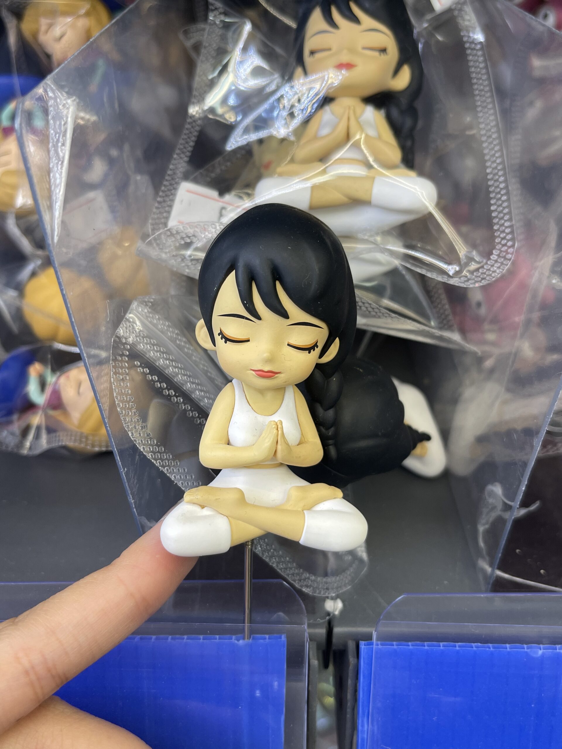 Yoga Girl in Lotus Position Resin Figurine, Calm Character Plant Decor Pin