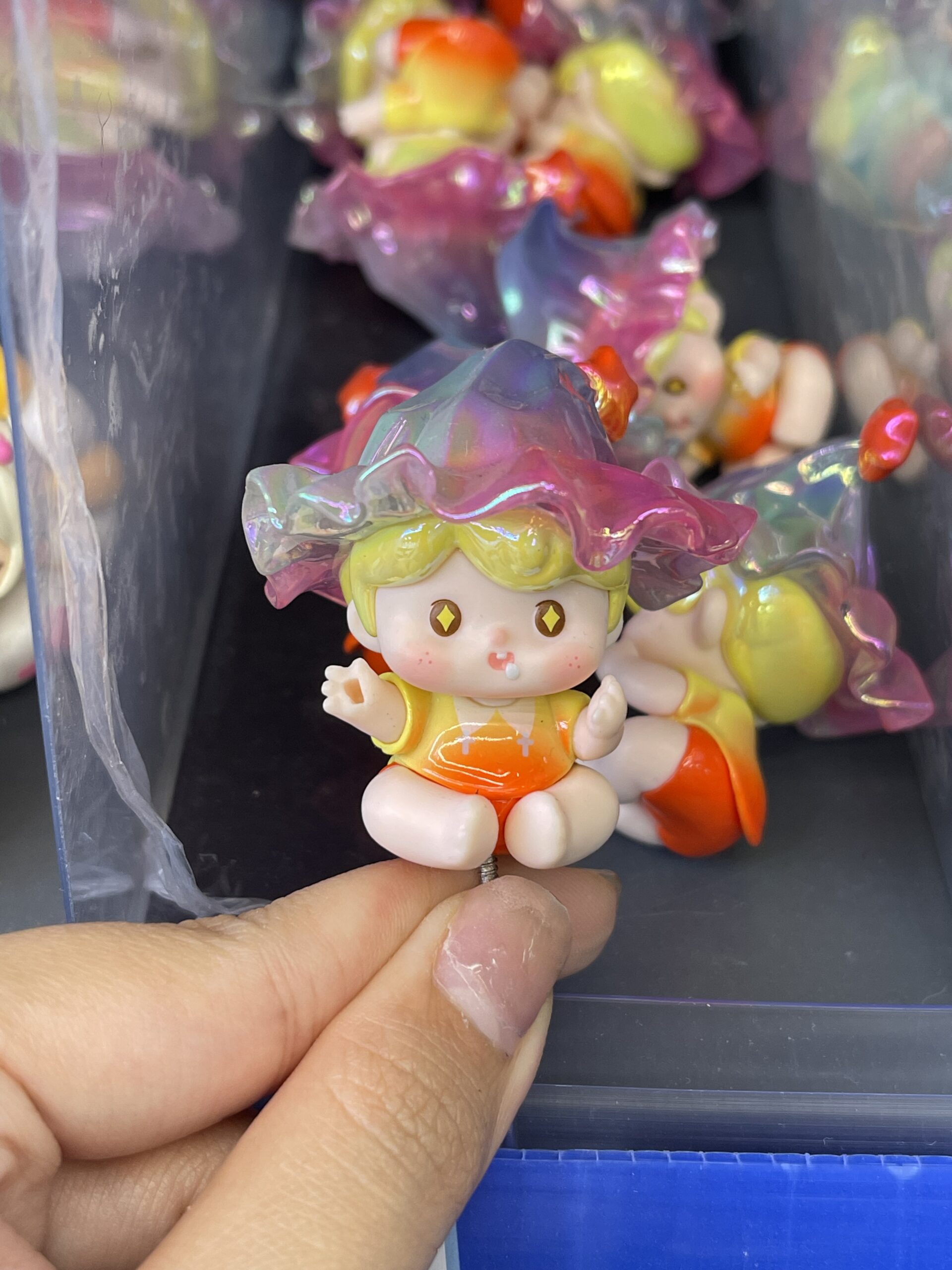 Iridescent Little Wizard Baby Resin Figurine, Kawaii Plant Decor Pin