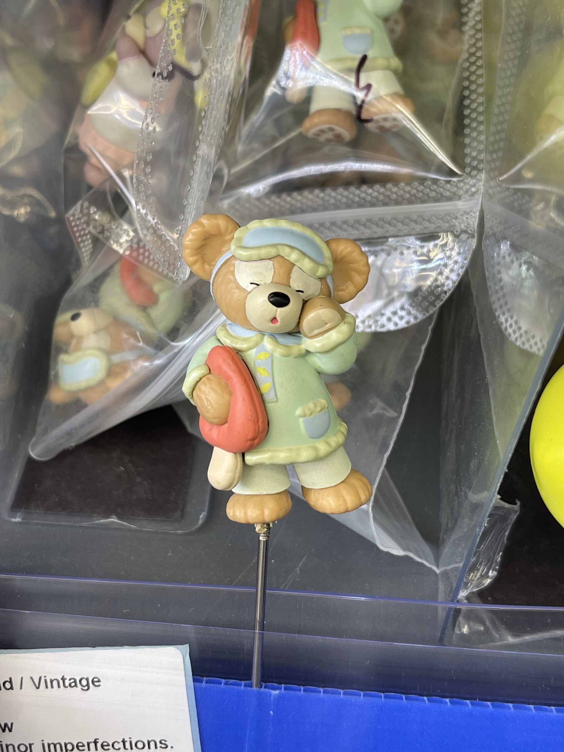 Duffy Bear in Pajamas Resin Figurine, Disney Plant Decor Pin