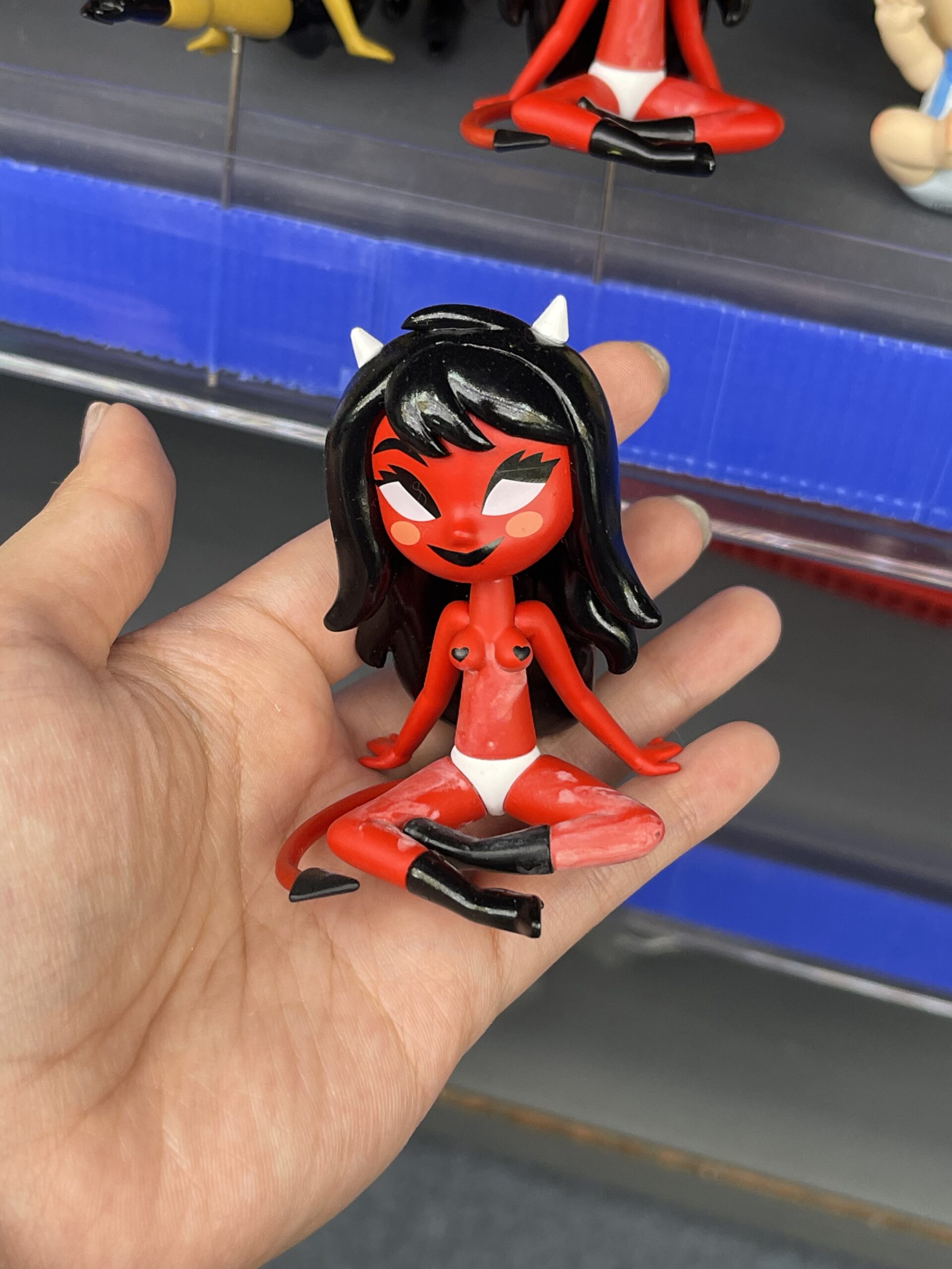 Red Skin Devil Girl with Horns Resin Figurine