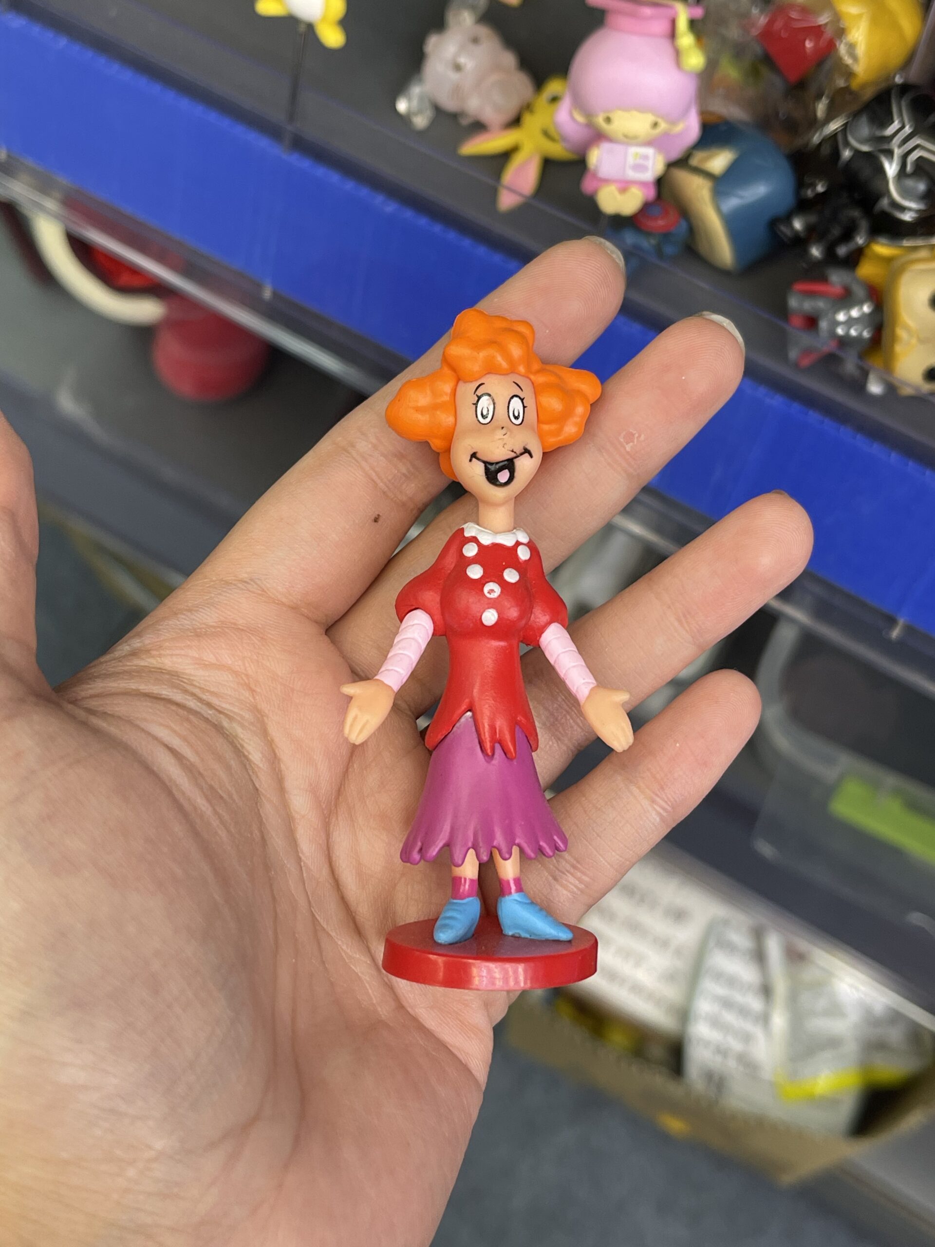 Cartoon Girl with Orange Hair Red Top and Purple Skirt Resin Figurine