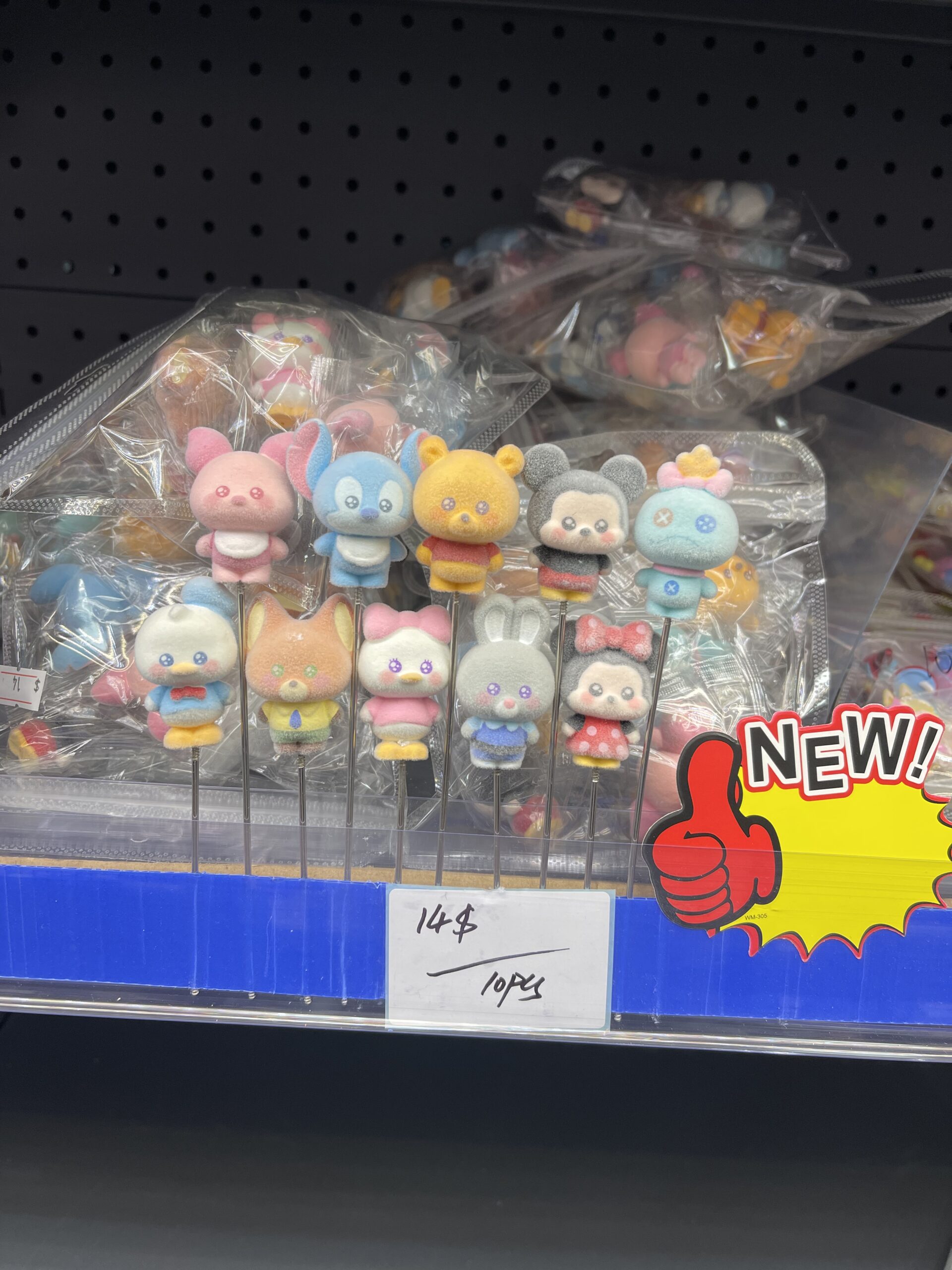 Disney Characters Flocked Mini Figurine Set (10pcs) – Stitch, Pooh, Mickey, Donald Duck, Fox, My Melody, Rabbit & More