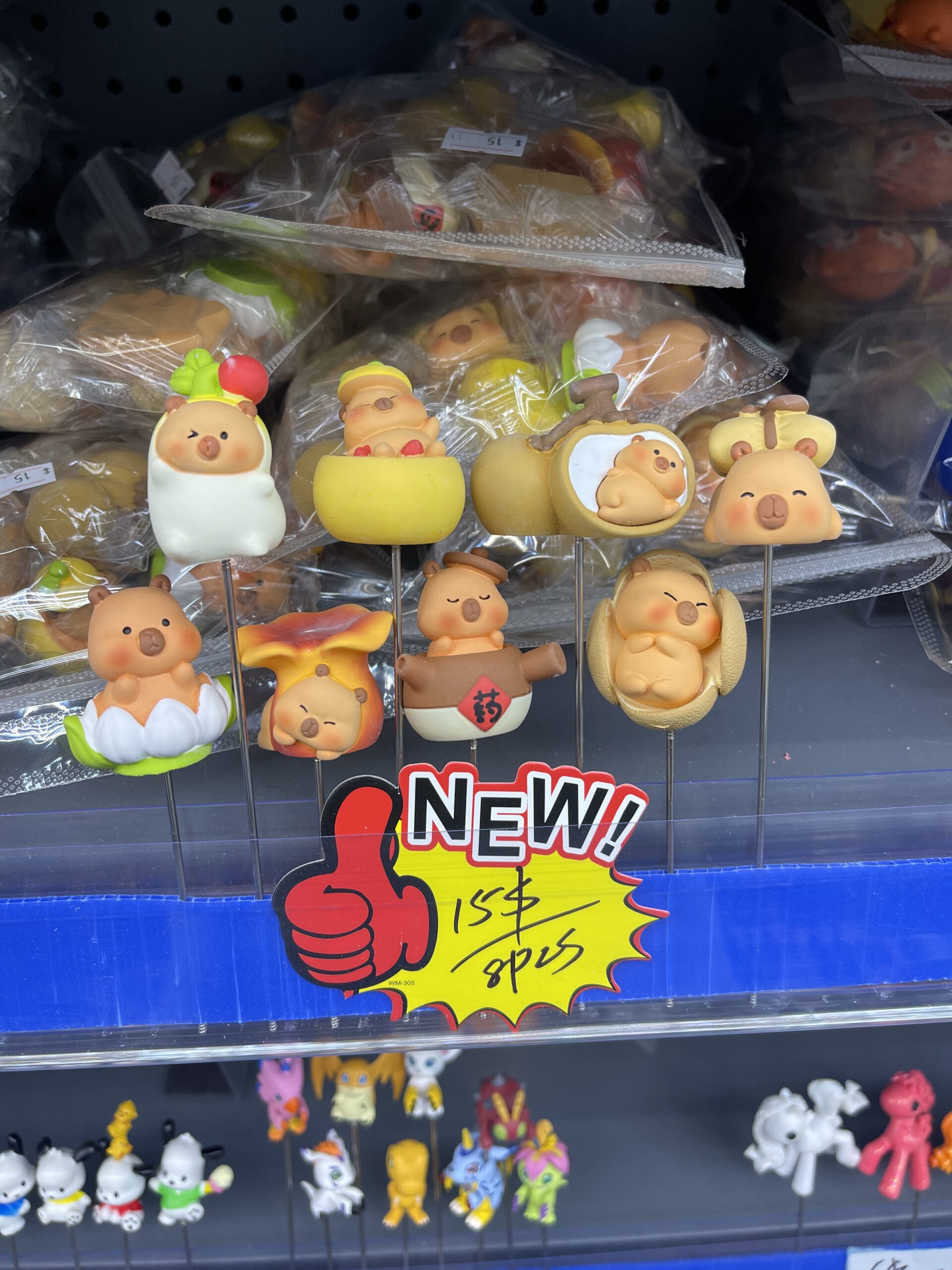 Cute Capybara Themed Resin Figurine Set (8pcs) – Fruit & Food Styles