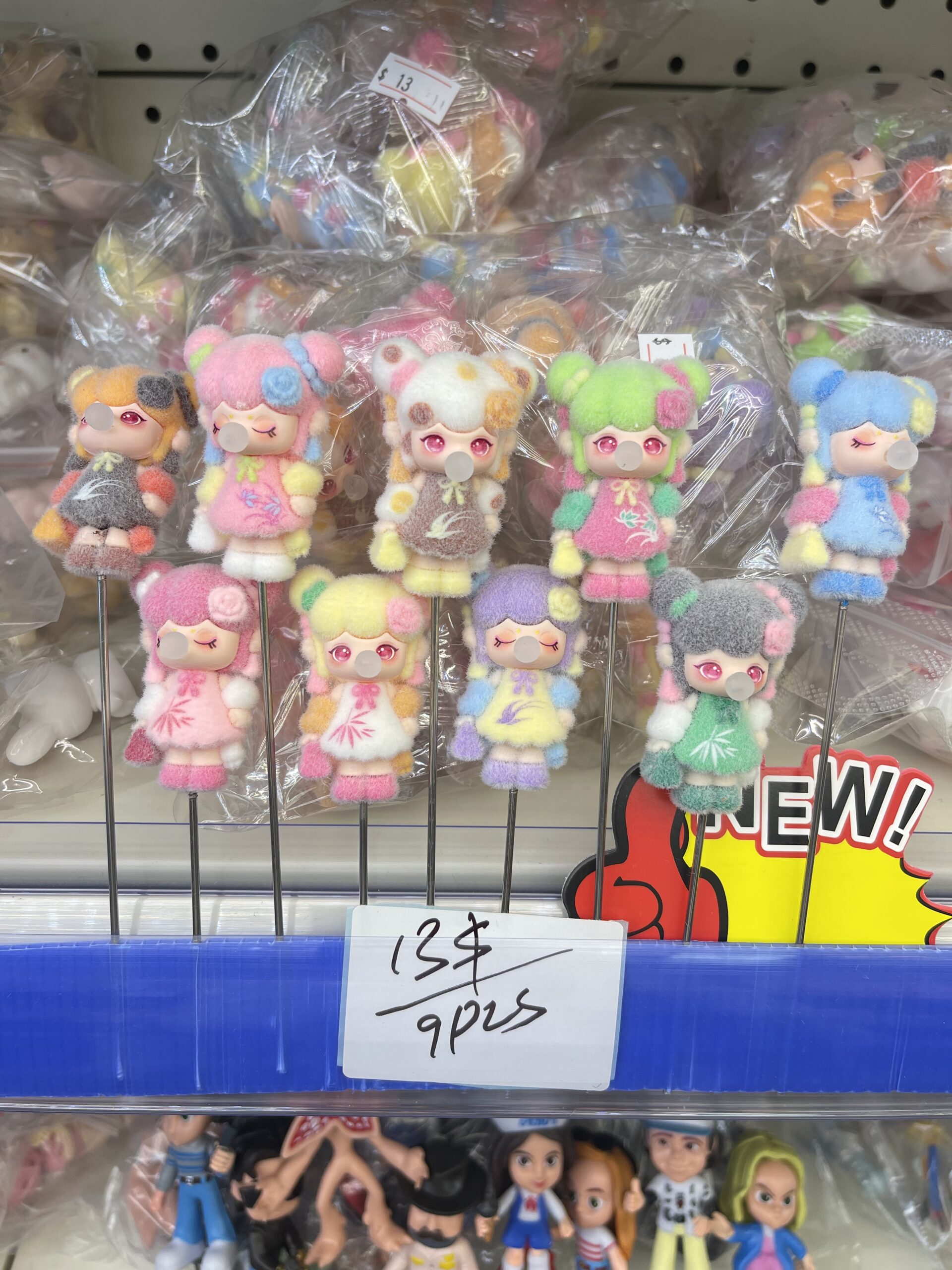 Flocked Bubble Girl Resin Figurine Set (9pcs)