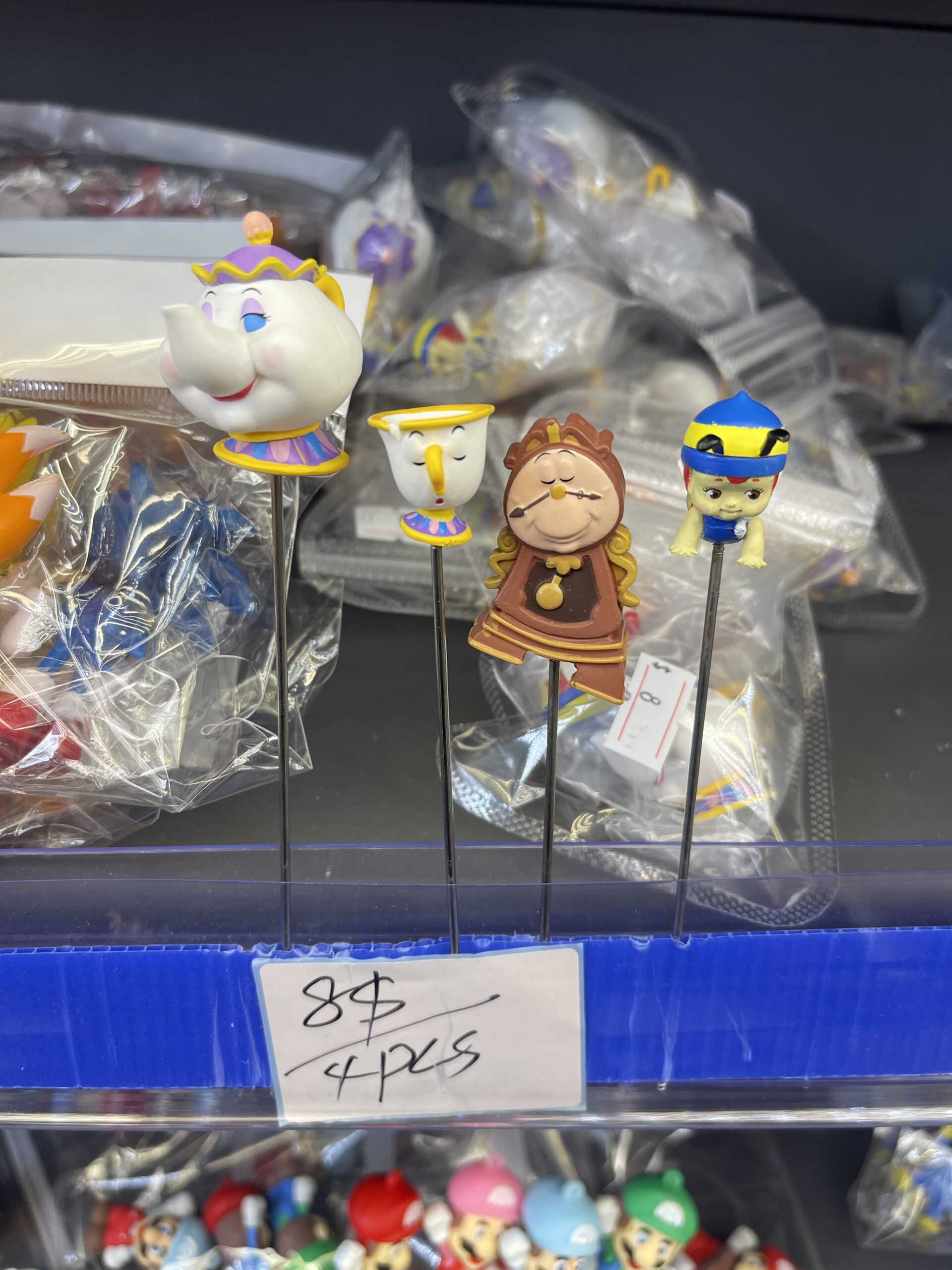 Beauty and the Beast Characters Mini Figurine Set (4pcs) – Mrs. Potts, Chip, Cogsworth