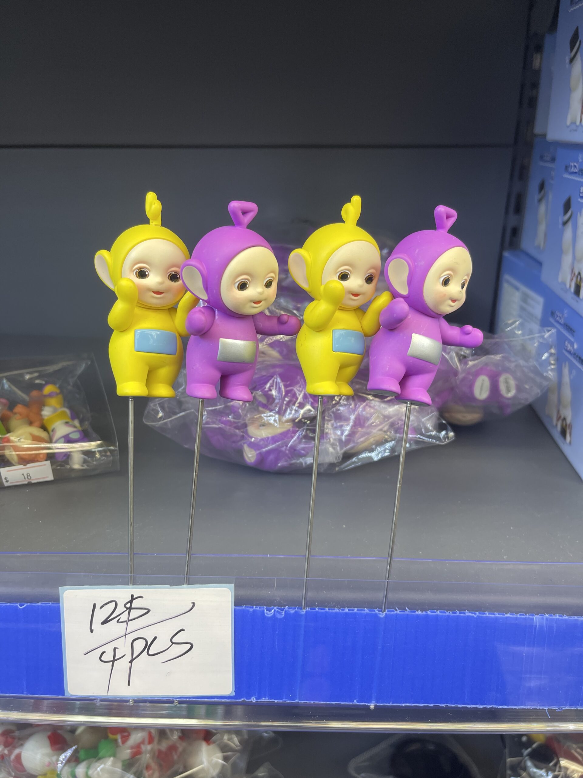 4PCS Teletubbies toys, figurines, cute DIY accessories.